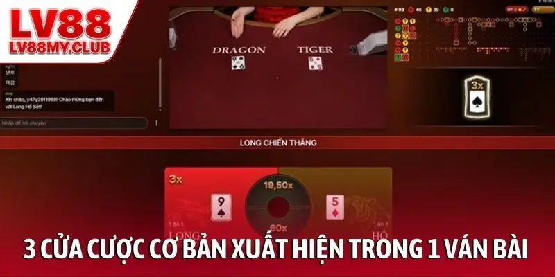 3 cửa cược cơ bản xuất hiện trong 1 ván bài Rồng Hổ