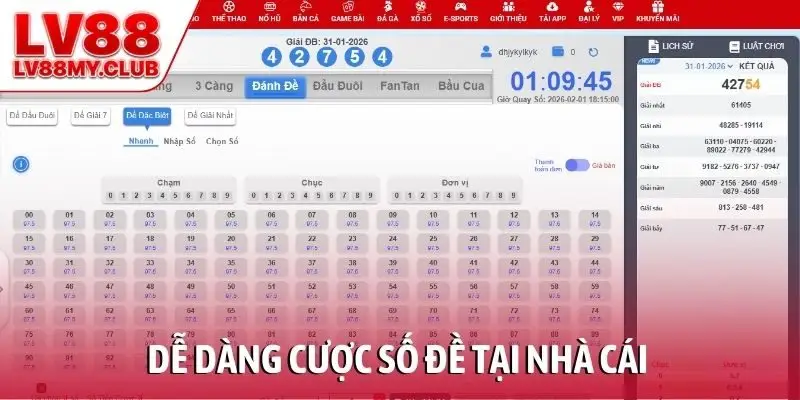 Dễ dàng cược số đề tại nhà cái