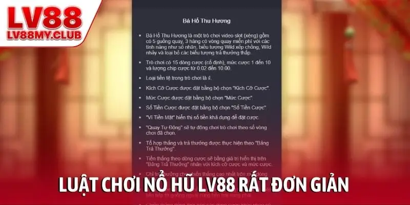 Luật chơi nổ hũ LV88 rất đơn giản